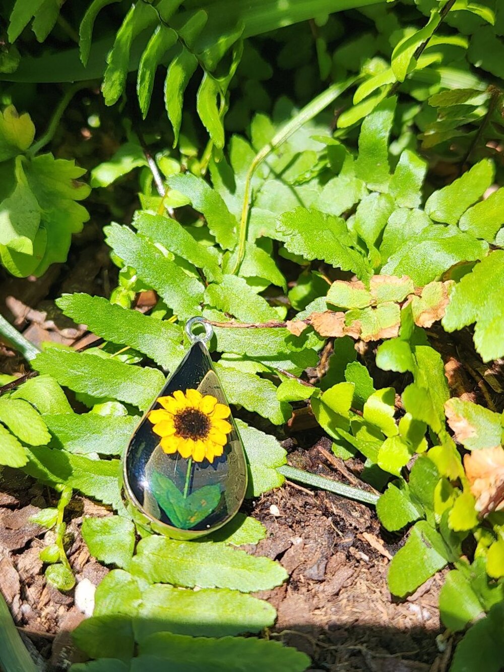 Beautiful Sterling Silver Pressed Sunflower Pendant